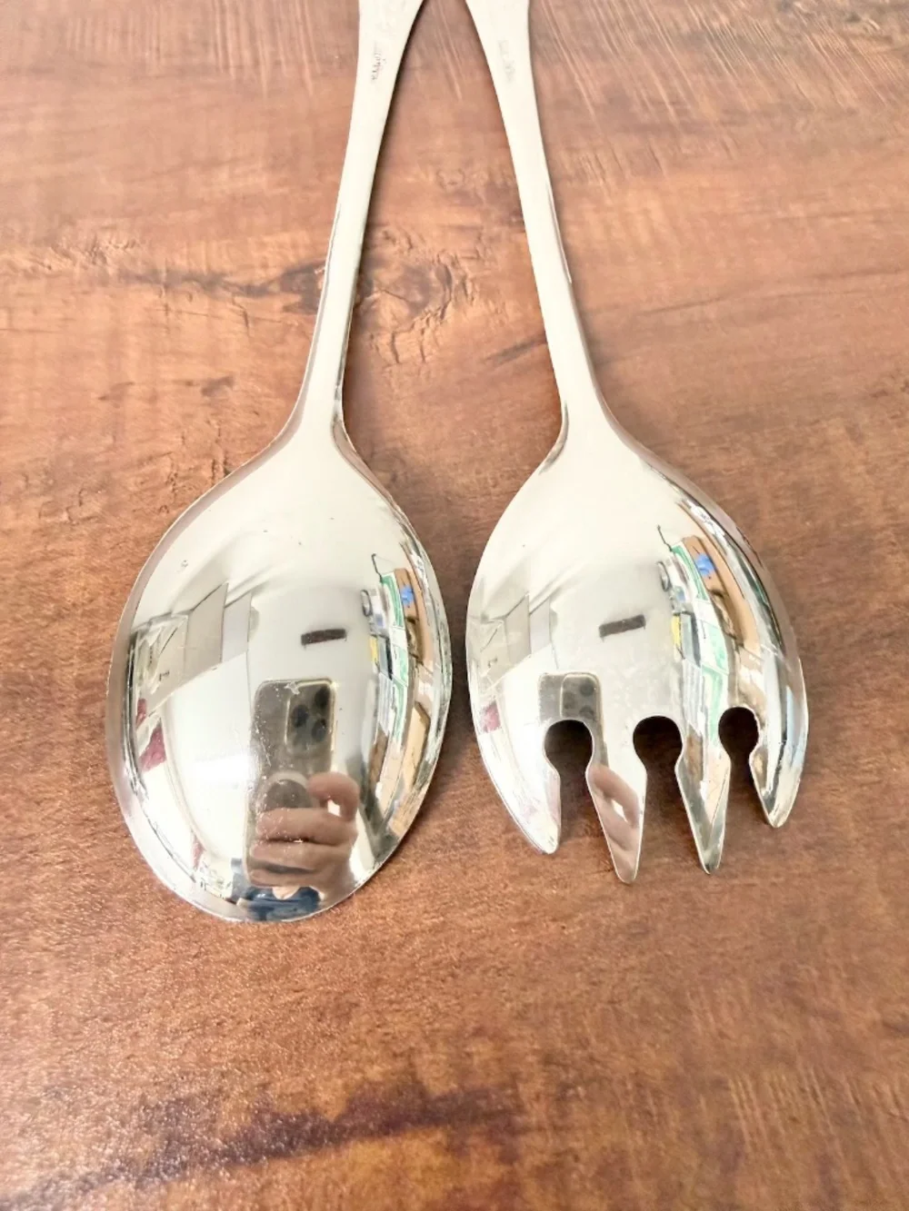 Vintage Italian Silver Plate Salad Server Set x2